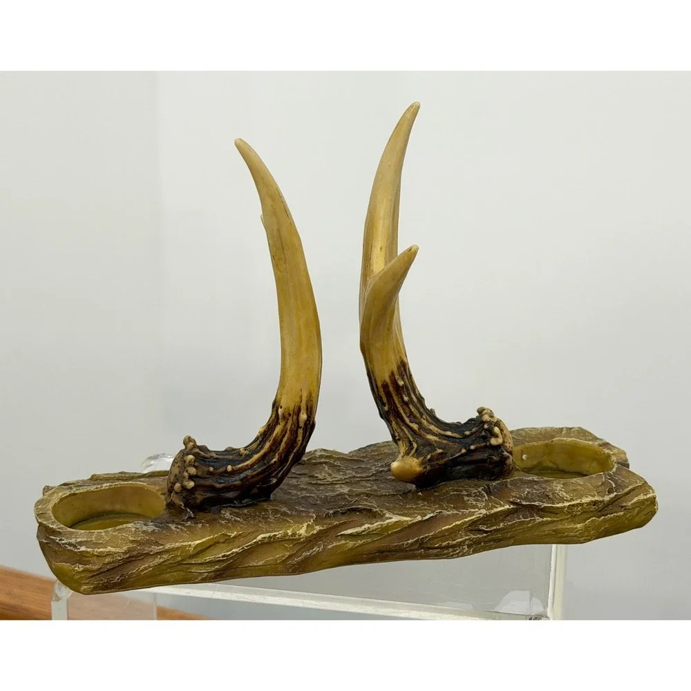 Rivers Edge Faux Antler Salt & Pepper Napkin Holder Rustic Trinket Ring Holder